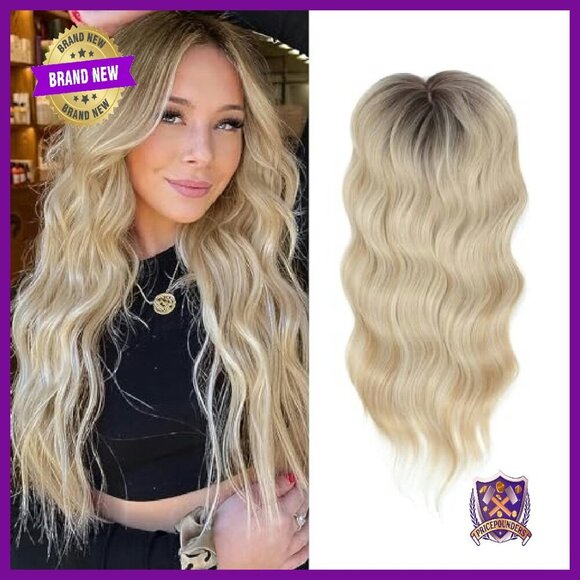 20in Wavy Synthetic Hair Topper with Fringe Bangs for Volume